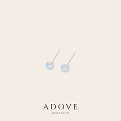 Moon Stone Heart Bar Bells Earrings