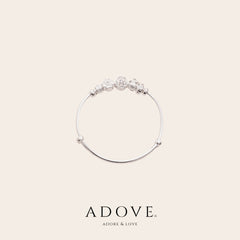 S999 足银小花花转运手镯 Pure Silver Lucky Flowers Bangle