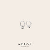 Adove Reese Huggies Earrings – rhodium plated 925 sterling silver huggie hoop earrings with cubic zirconia