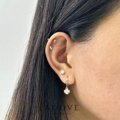 Hanging Clover Huggies Earrings