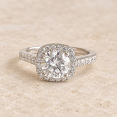 Adove Aurelia Cushion Ring – rhodium plated 925 sterling silver ring for women with cubic zirconia