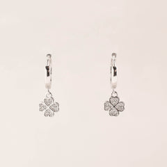 Hanging Clover Huggies Earrings