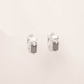 Black Diamante Huggies Earrings (12mm)