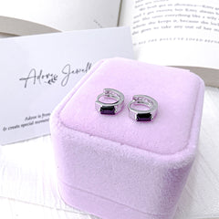 Black Diamante Huggies Earrings (12mm)