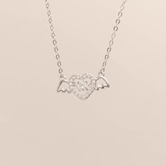 Winged Heart Beating Necklace