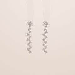 Zigzag Daisies Drop Stud Earrings