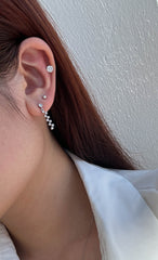 Zigzag Daisies Drop Stud Earrings
