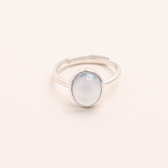 Oval Moon Stone Adjustable Ring