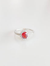Adove Renelle Red Halo Ring – rhodium plated 925 sterling silver ring for women