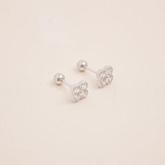 Lucky Trifollium Barbell Earrings