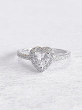 Adove Arabella Heart Halo Ring – rhodium plated 925 sterling silver ring for women