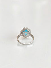 Genevieve Aqua Double Halo Ring - back view