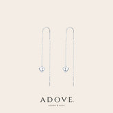 Adove Grachelle Heart Threader Earrings – rhodium plated 925 sterling silver drop earrings, front view
