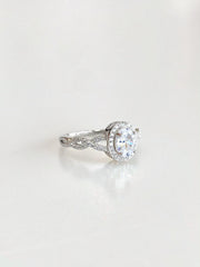 Josephine Oval Halo Ring (White) - angled view
