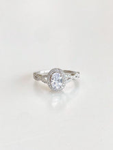 Adove Josephine Oval Halo Ring (White) – rhodium plated 925 sterling silver ring for women, front view