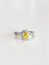 Adove Josephine Oval Halo Ring (Yellow) – rhodium plated 925 sterling silver ring for women, front view