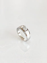 Margaux Moissanite Wide Band Ring – rhodium plated 925 sterling silver moissanite ring, side view