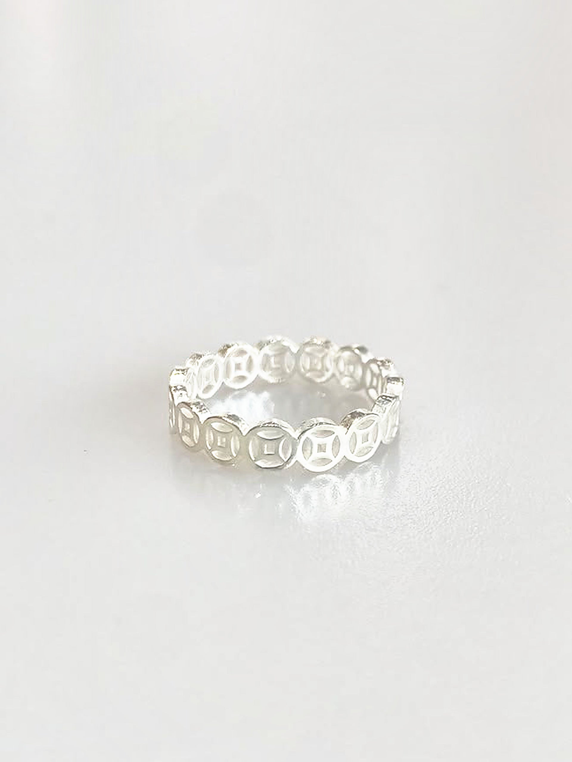 S990 Fleurette Lucky Coin Ring - front view