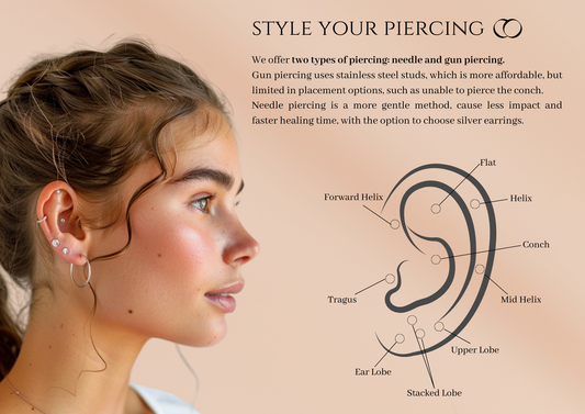 Style your piercings at Adove Jewellery: Needle Piercing vs Gun Piercing