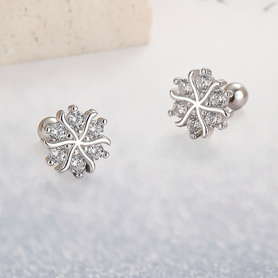 Haukea Christmas Snowflake Barbell Earrings