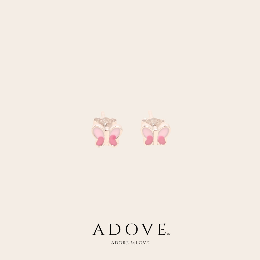 Dainty Pink Butterflies Stud Earrings