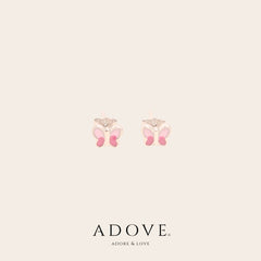 Dainty Pink Butterflies Stud Earrings