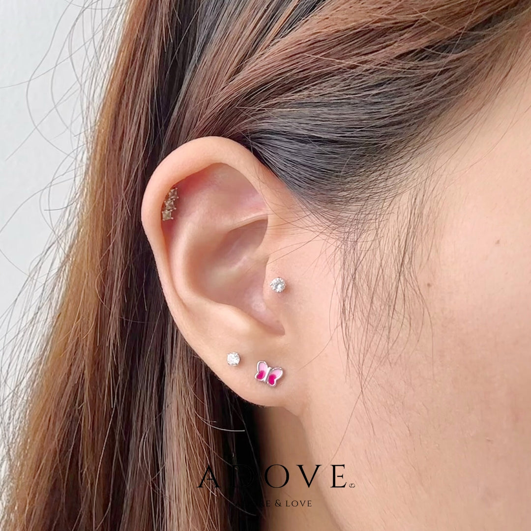 Dainty Pink Butterflies Stud Earrings