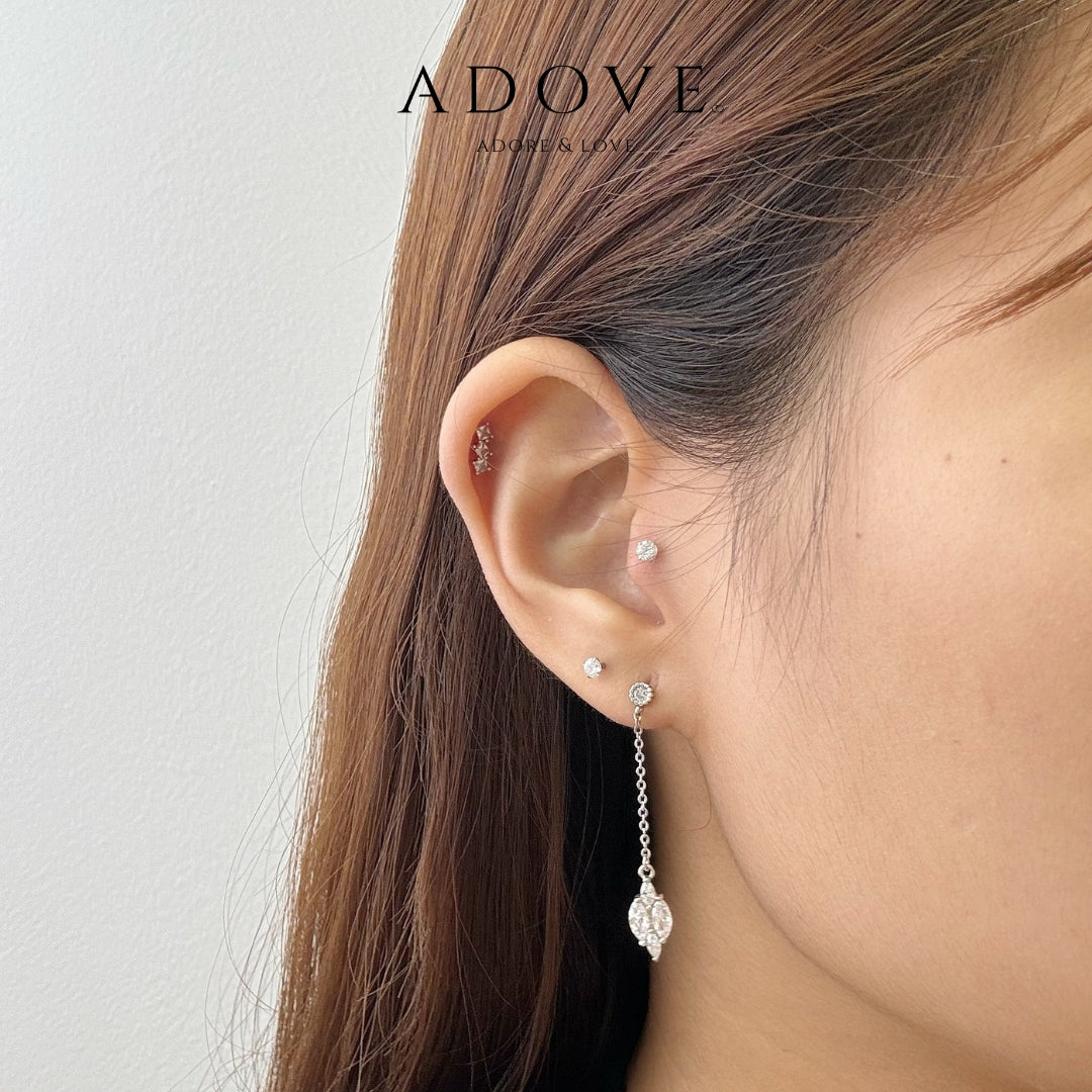 Diamant Leaf Hanging Stud Earrings