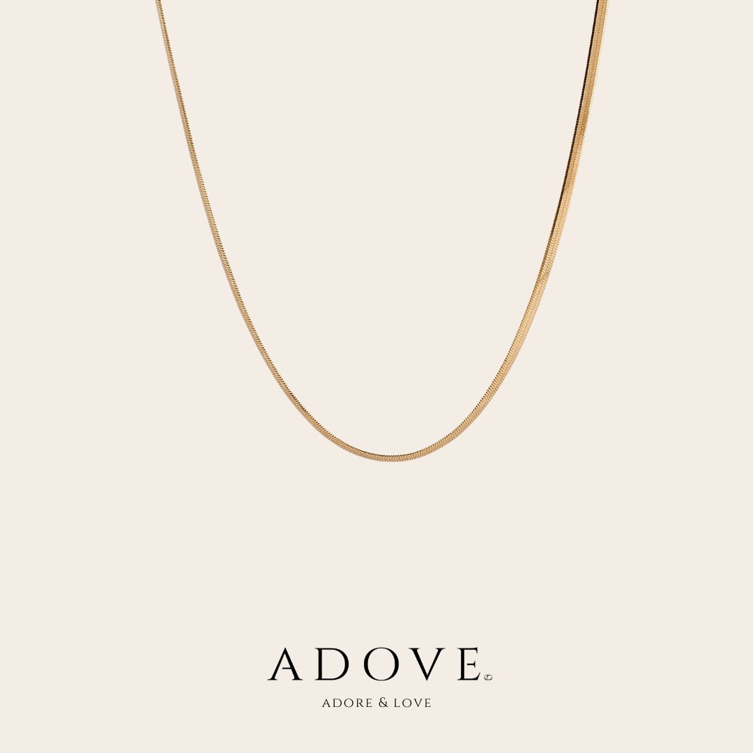 Herringbone Chain Choker with 18k Real Gold / White Gold Plated