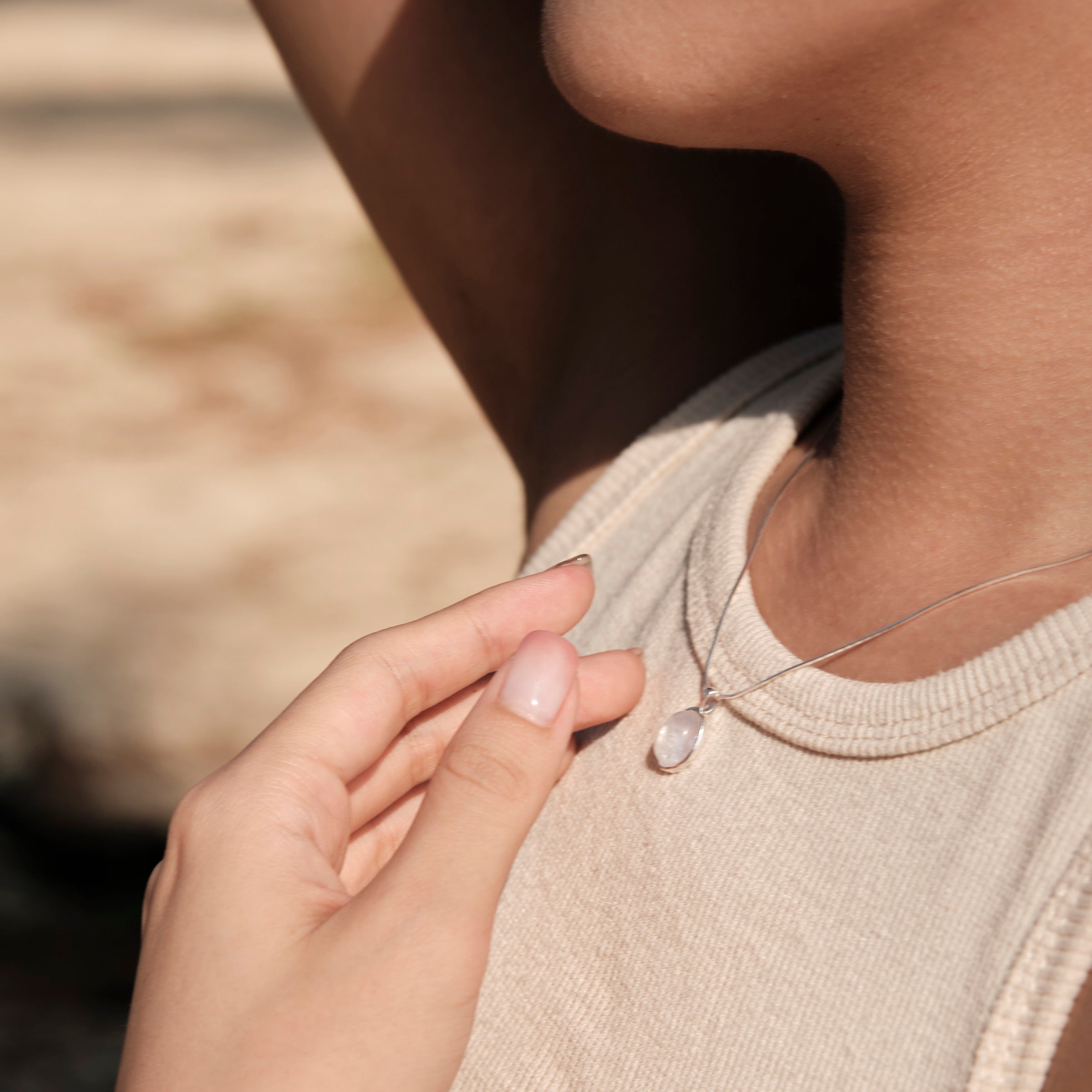 Oval Moon Stone Necklace