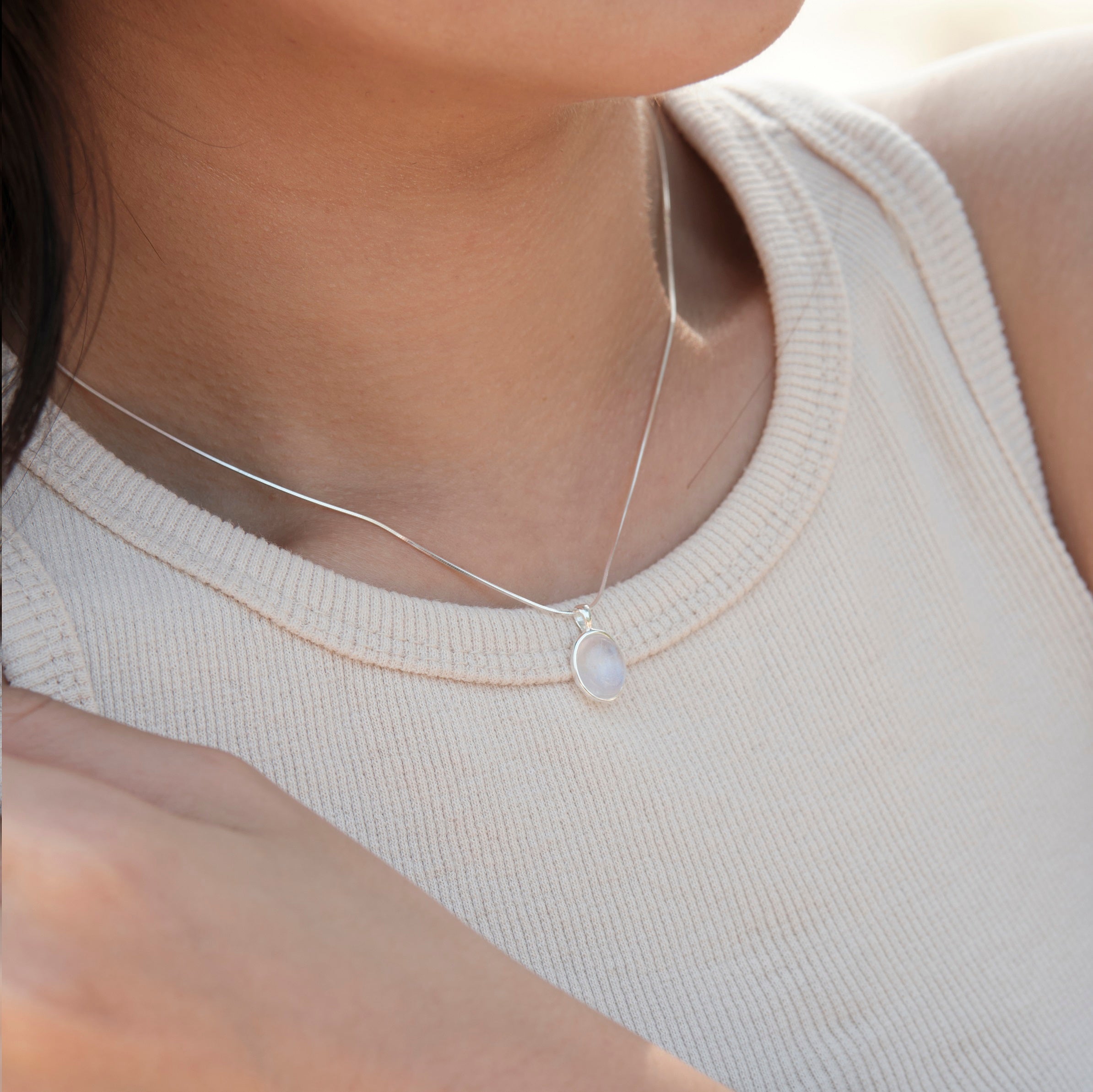 Oval Moon Stone Necklace