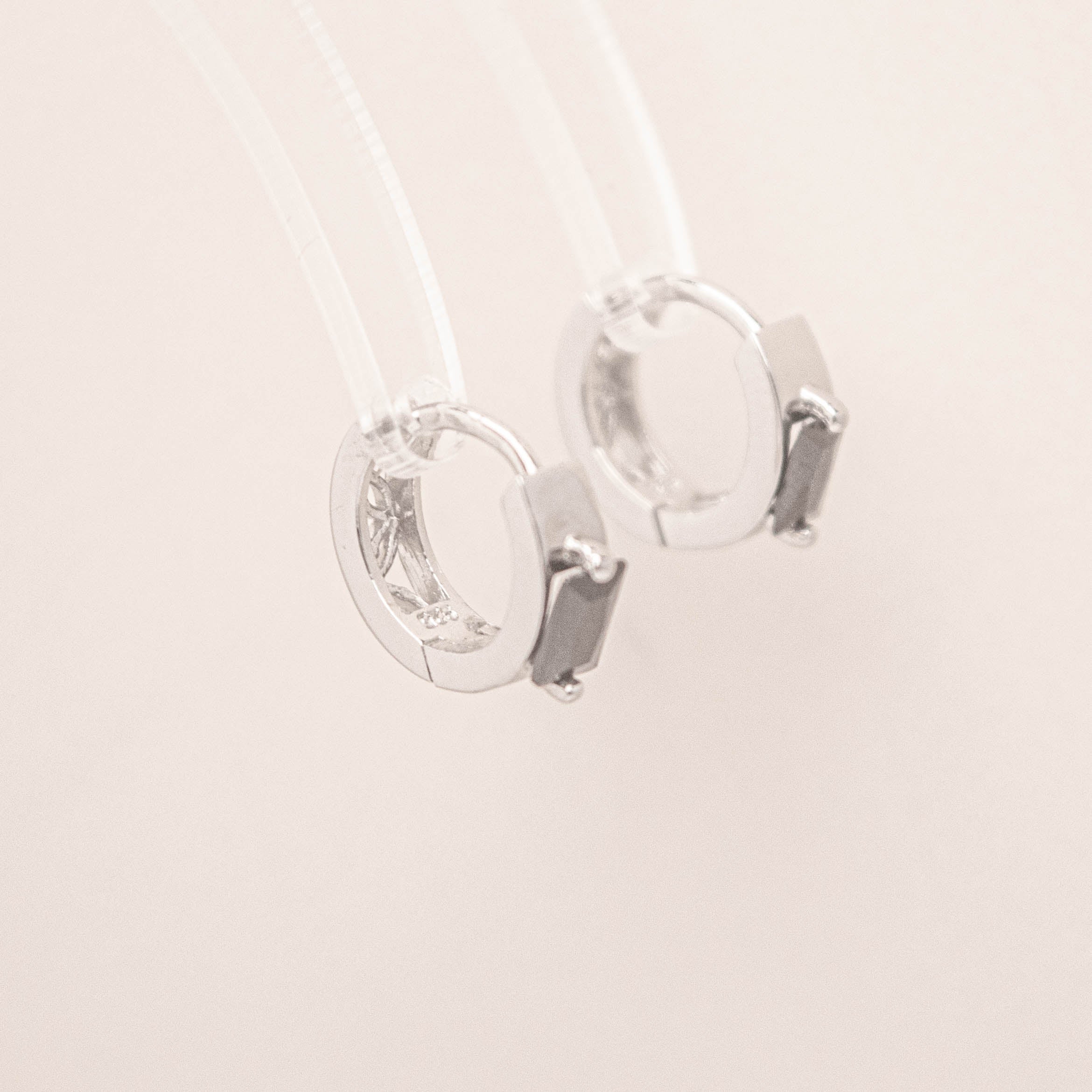 Black Diamanté Huggies Earrings (12mm)