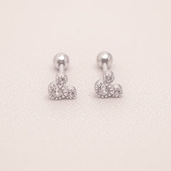 Dainty Mickey Barbell Earrings