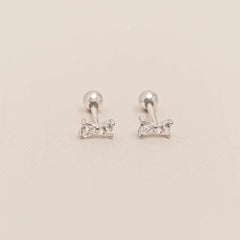 Sweet Bow Barbell Earrings