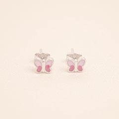 Dainty Pink Butterflies Stud Earrings