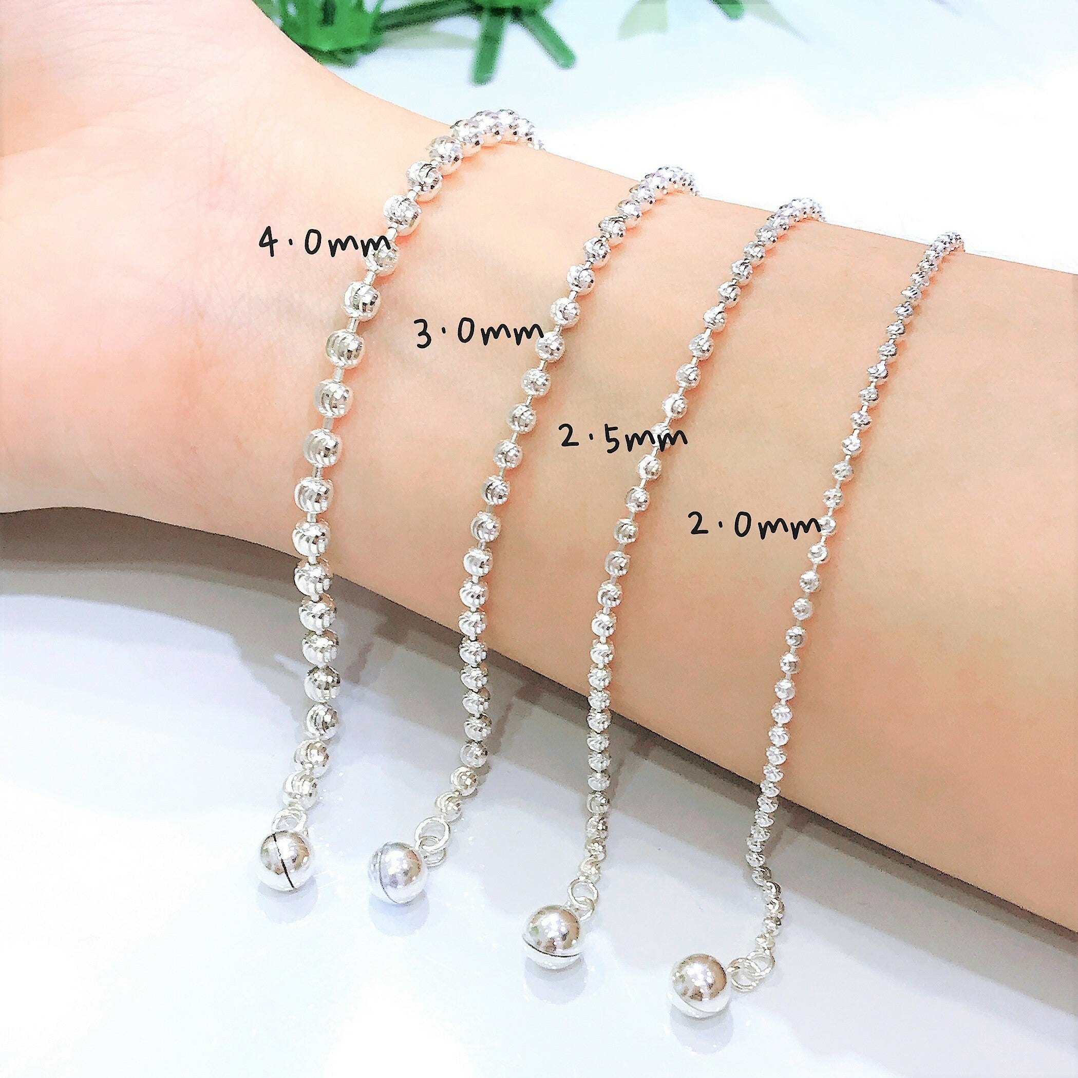 Diamond Cut Beads Bracelet 990 Silver