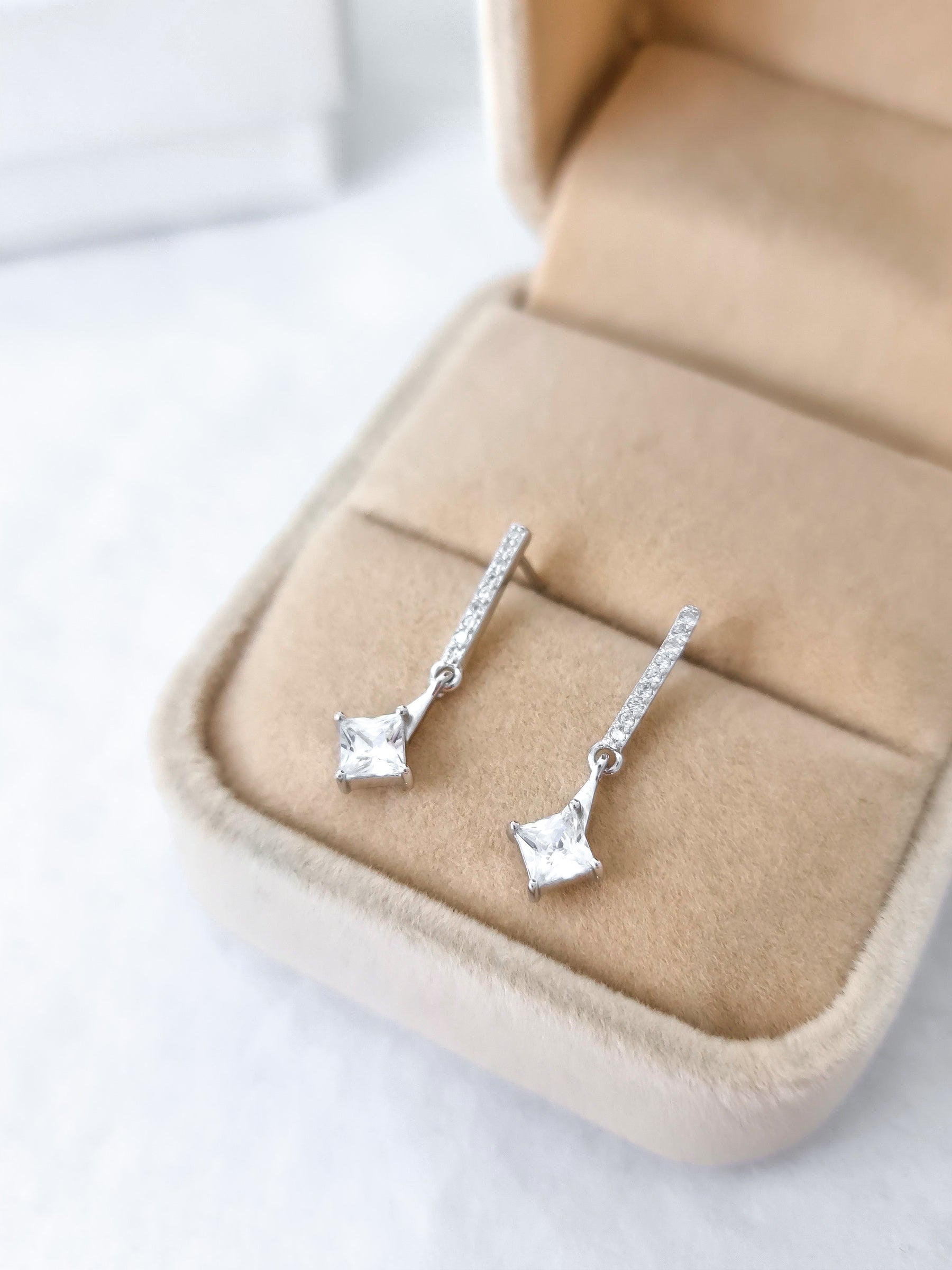 Diamond Drop Stud Earrings