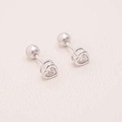 Heart Screw Stud Earrings