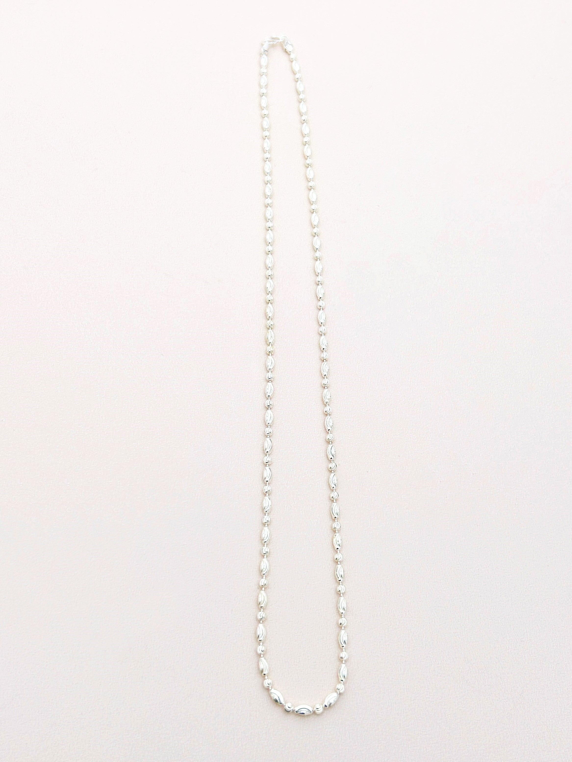 990 Diamond Cut Oval and Round Beads Necklace