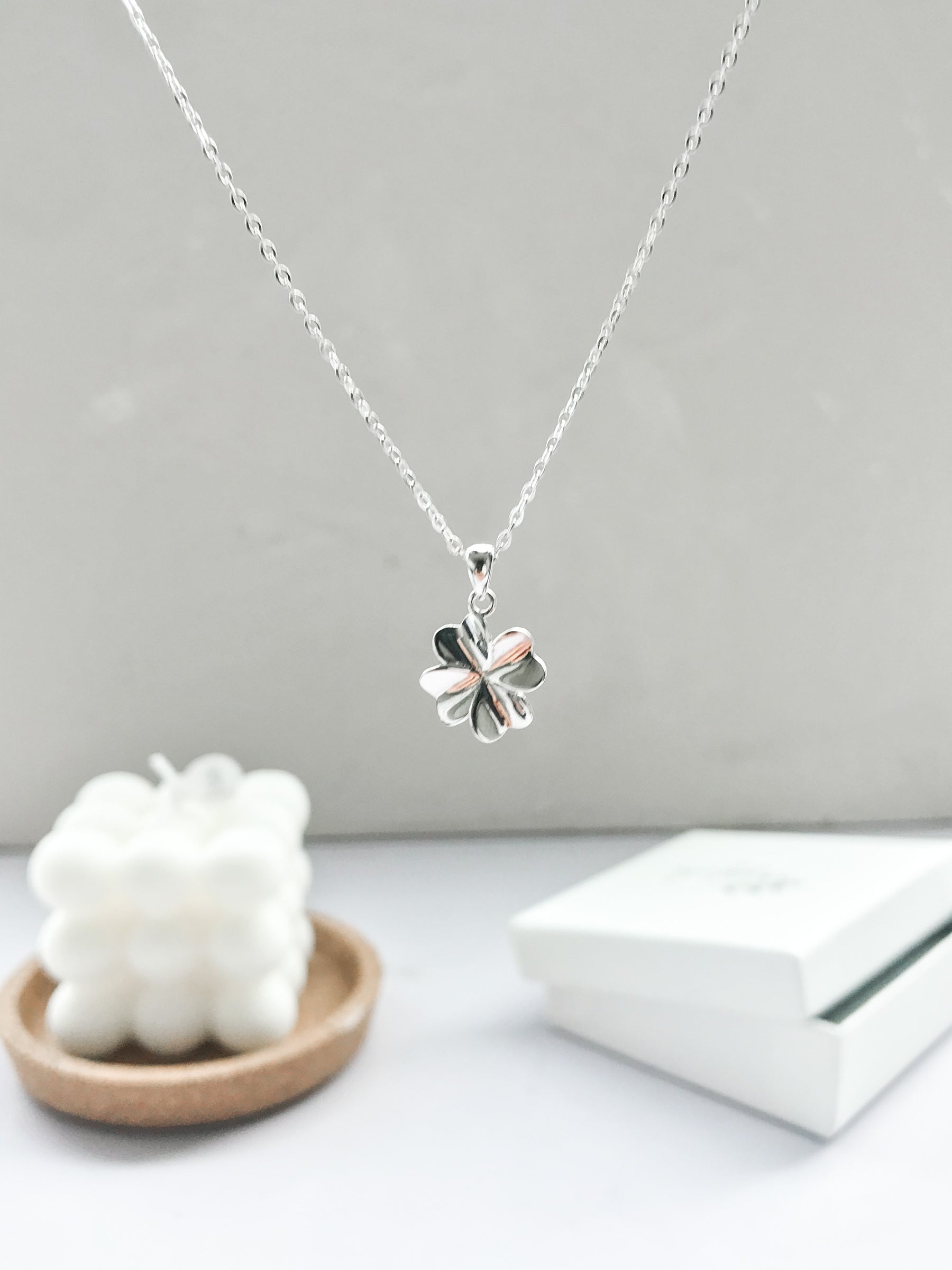 Clover Necklace in 18K White Gold Plated
