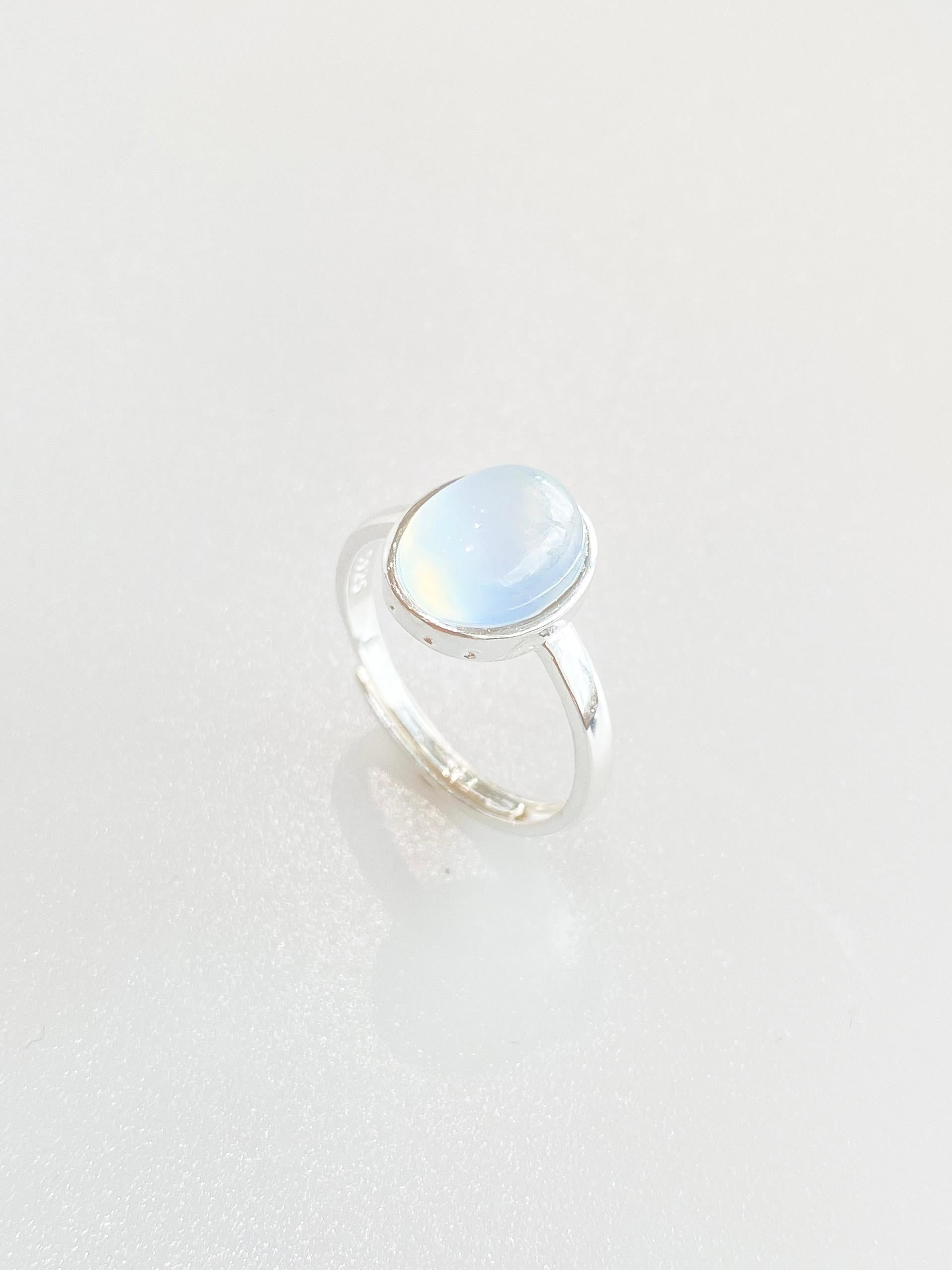 Oval Moon Stone Adjustable Ring