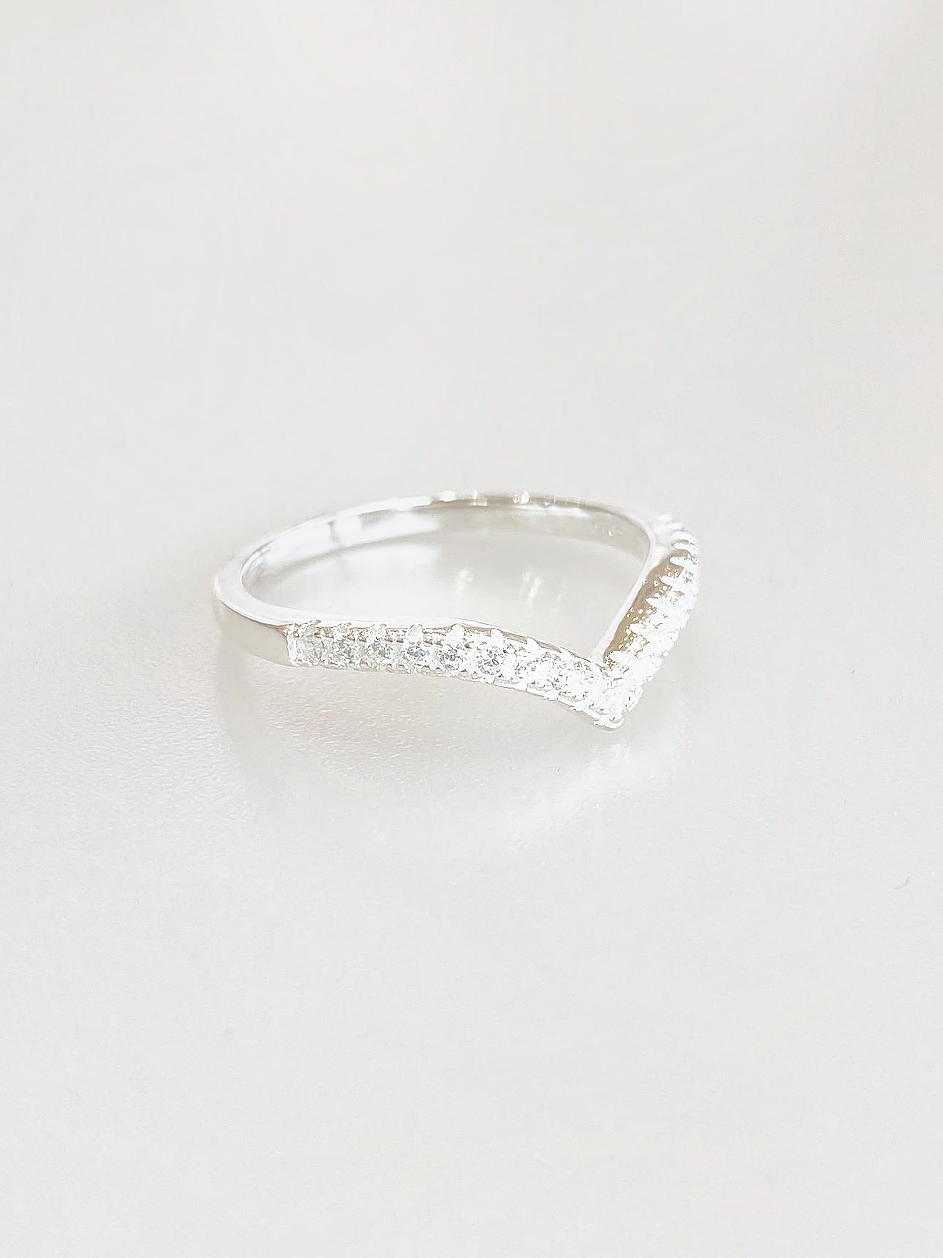 Celestine Wishbone Pavé Ring - angled close-up