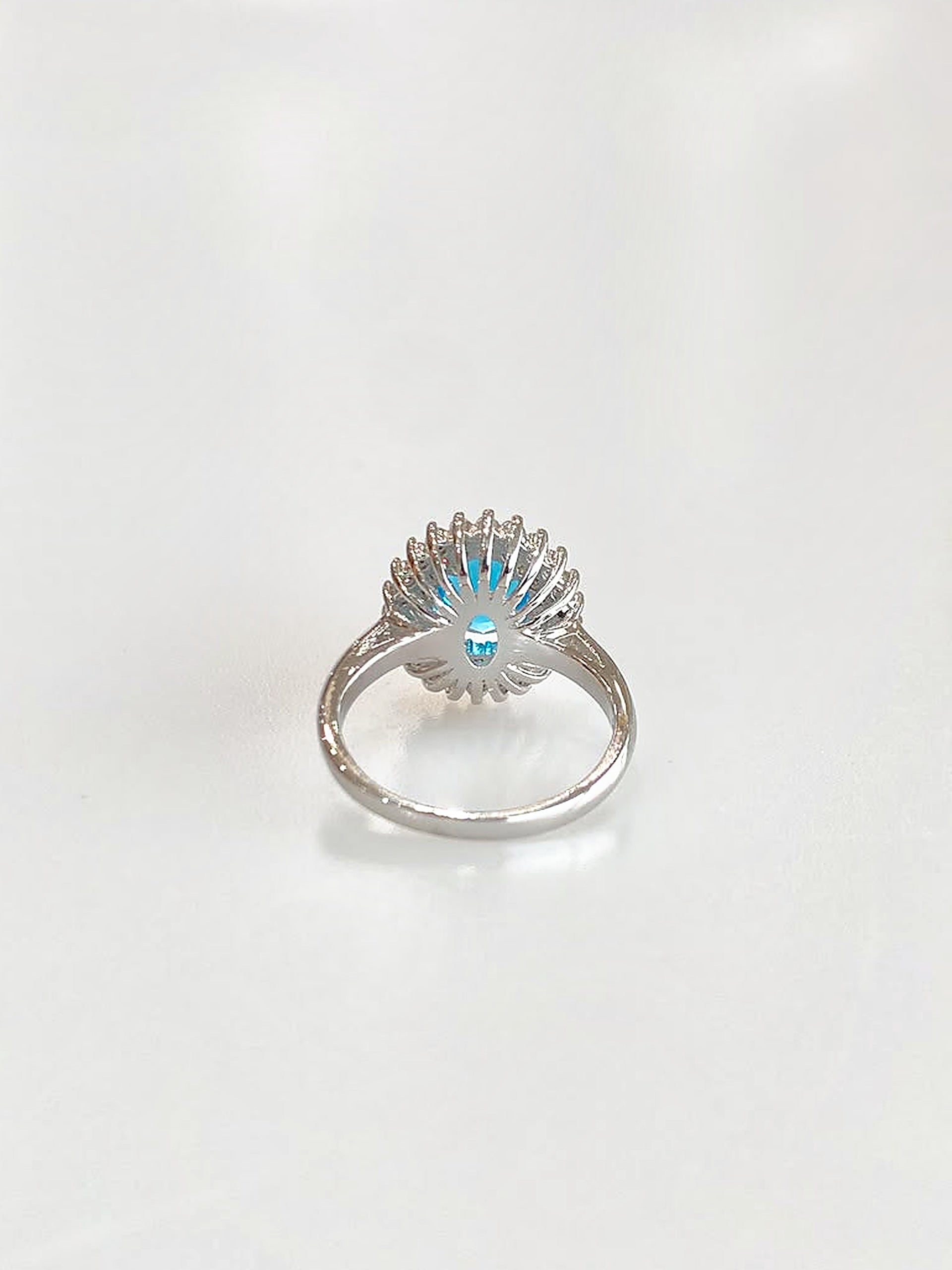 Genevieve Aqua Double Halo Ring - back view