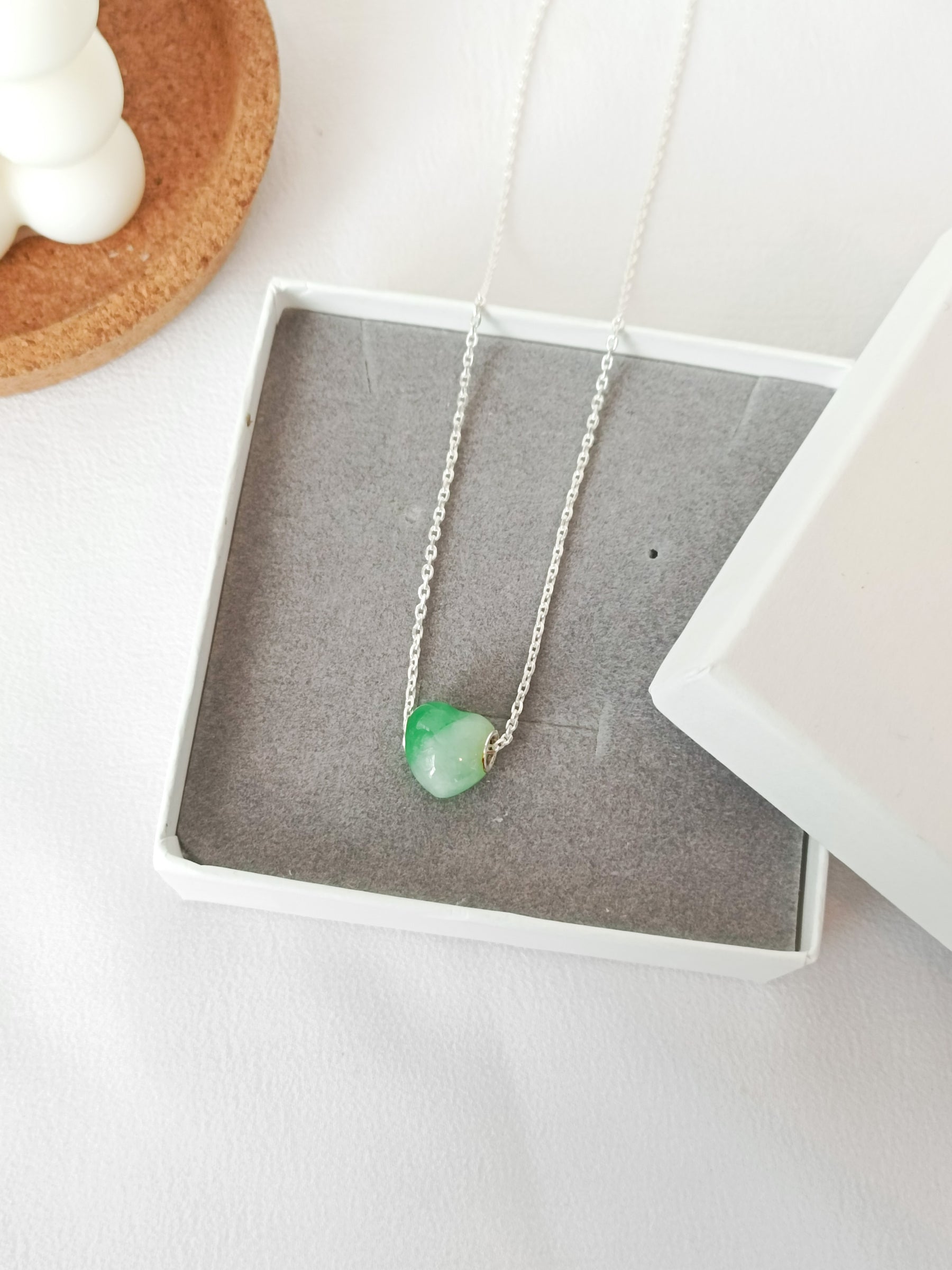 Heart / Round Jade Necklace Set