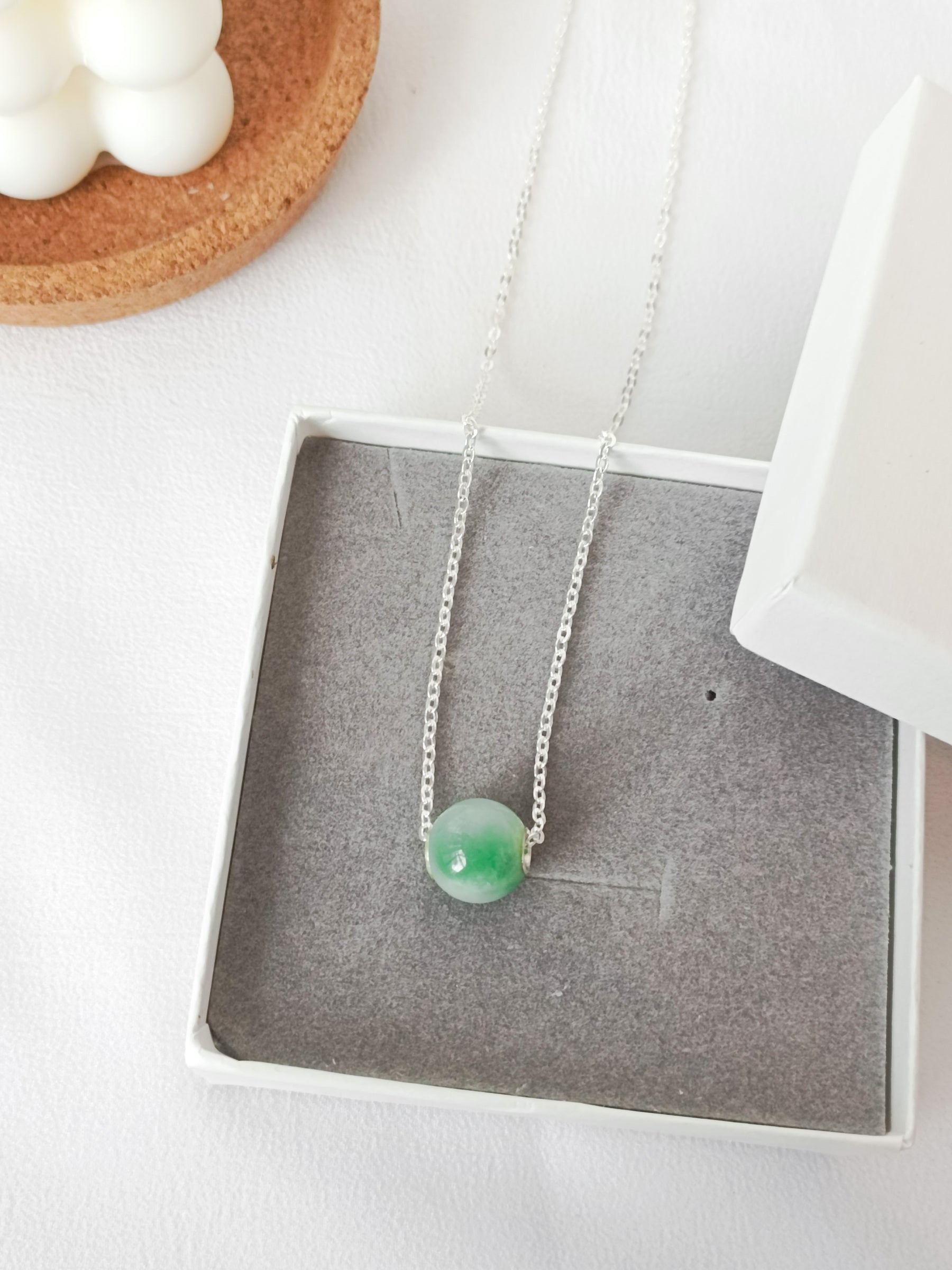 Heart / Round Jade Necklace Set