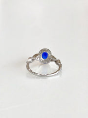 Josephine Oval Halo Ring (Deep Blue) - back view