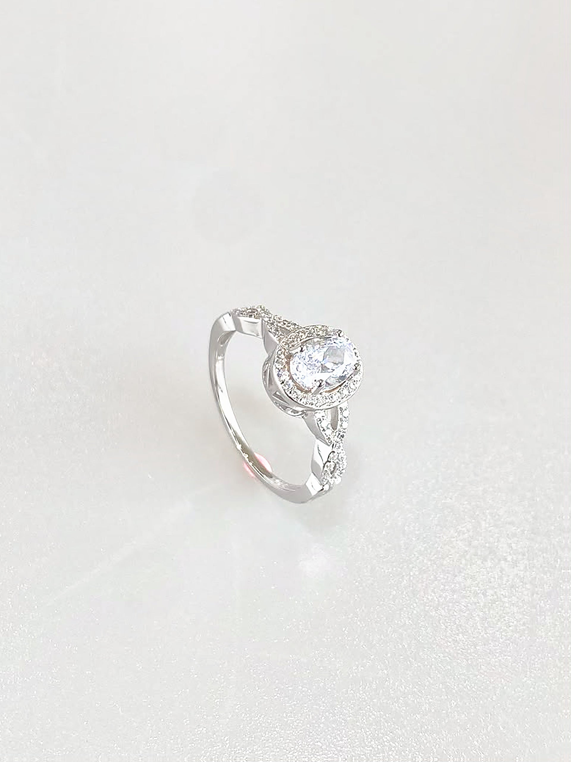Josephine Oval Halo Ring (White) - side view