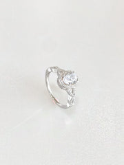 Josephine Oval Halo Ring (White) - side view