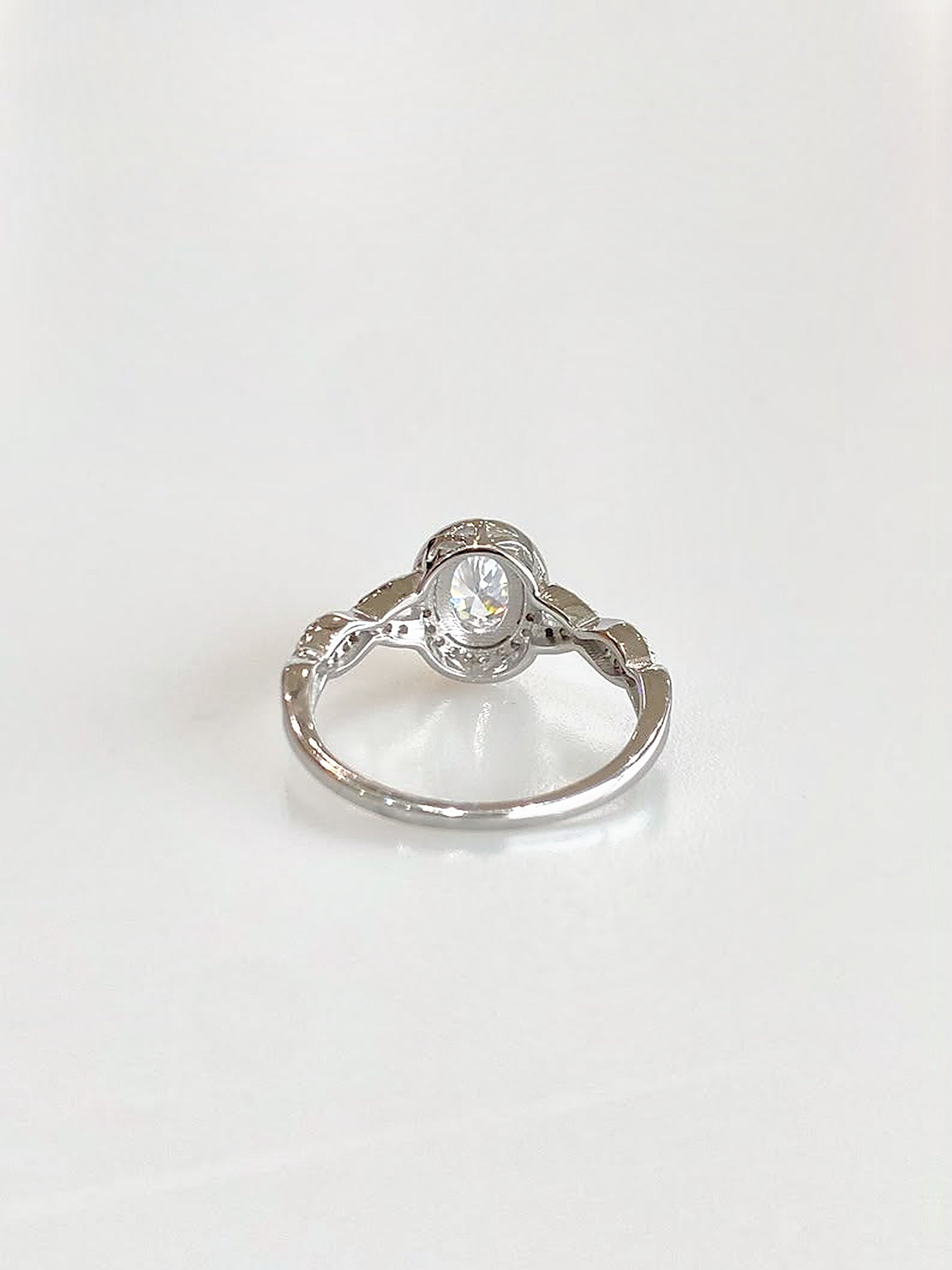 Josephine Oval Halo Ring (White) - back view