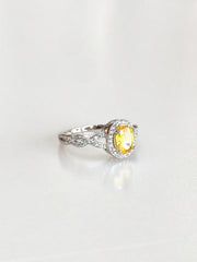 Josephine Oval Halo Ring (Yellow) - angled view